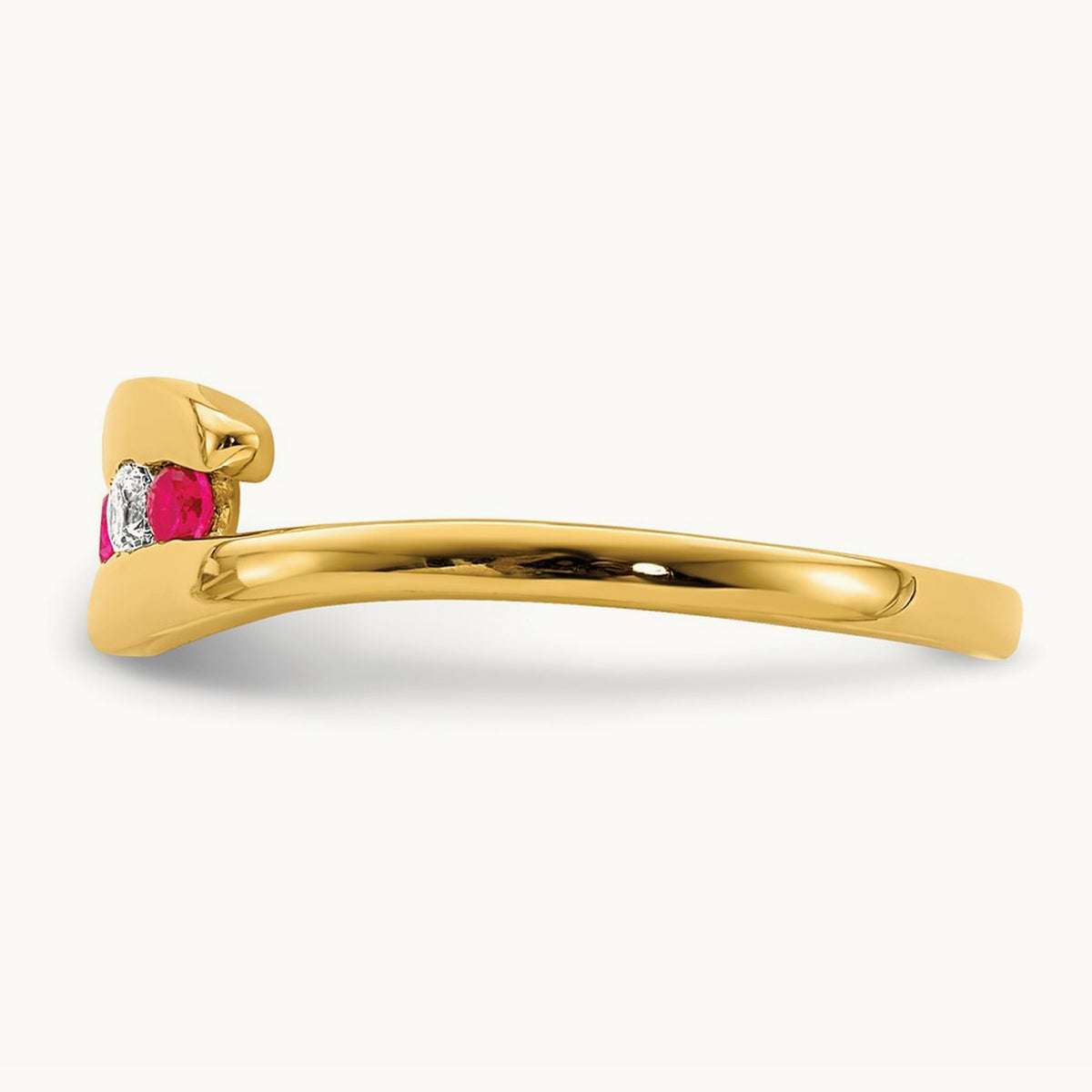 Ruby and Diamond 3-stone Ring, 14K
