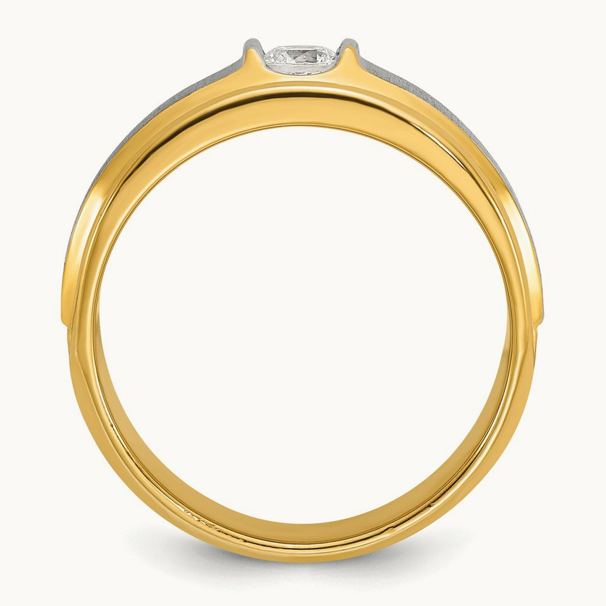 IBGoodman Men's Polished and Satin Diamond Complete Ring, 14K Two-tone