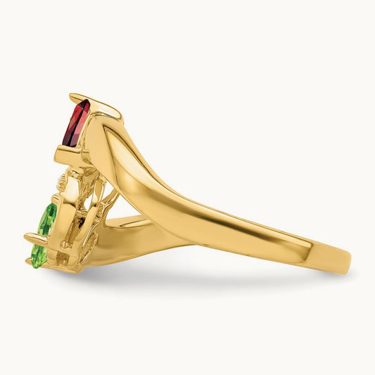Synthetic Family Jewelry Ring, 14K