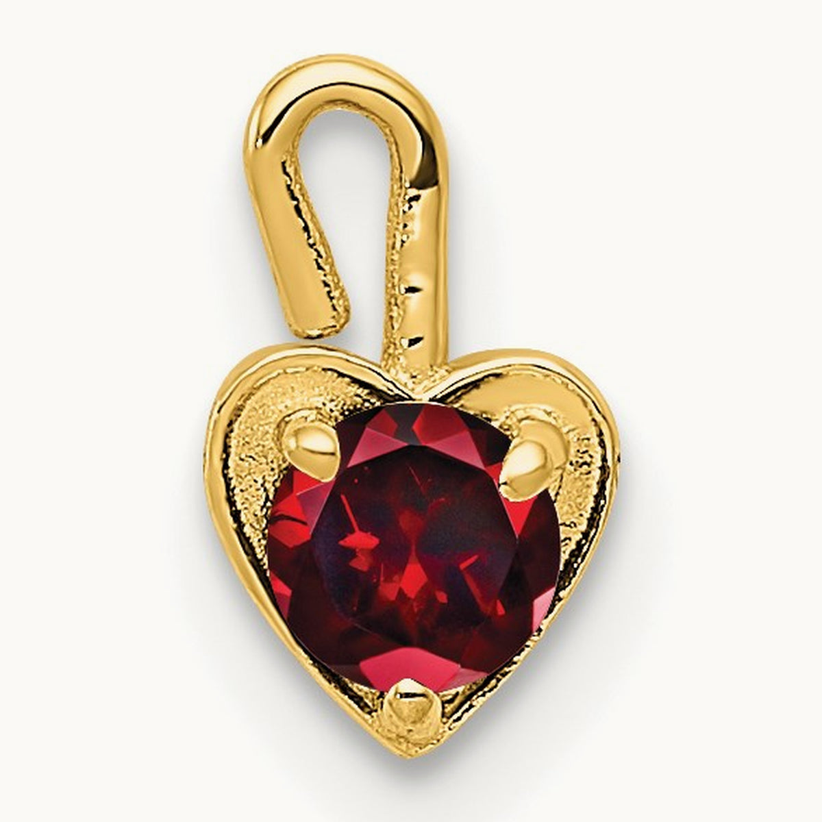 January Synthetic Birthstone Heart Charm — 14K Yellow Gold