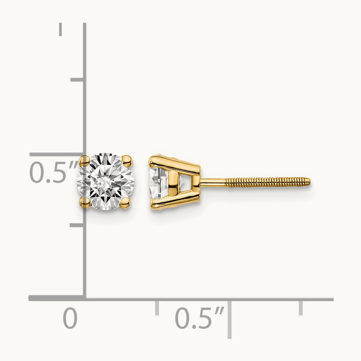 Round Diamond Stud Earrings — 14K Yellow Gold, 0.96 ct tw