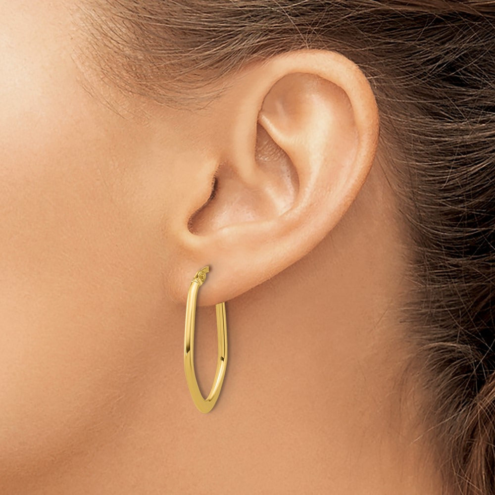 Polished Oval Hoop Earrings — 14K Yellow Gold