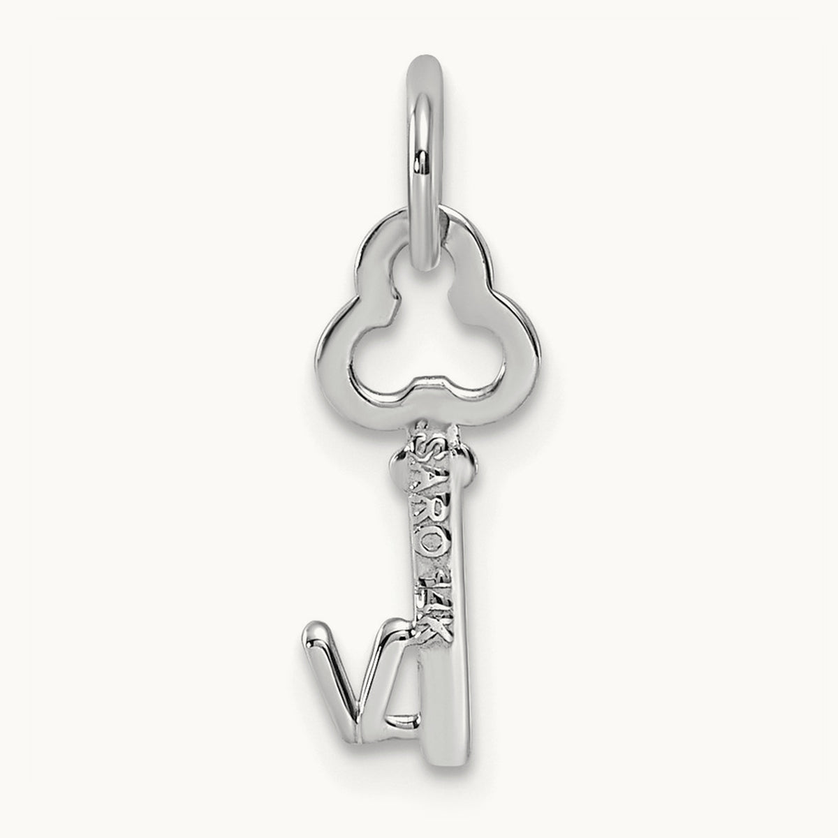 Key Initial Charm — 14K White Gold, V