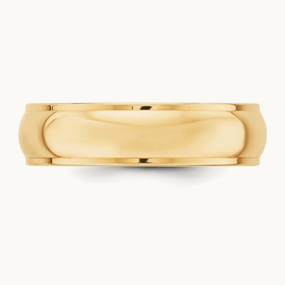 Half Round with Edge Band, 6mm, 10K Yellow Gold