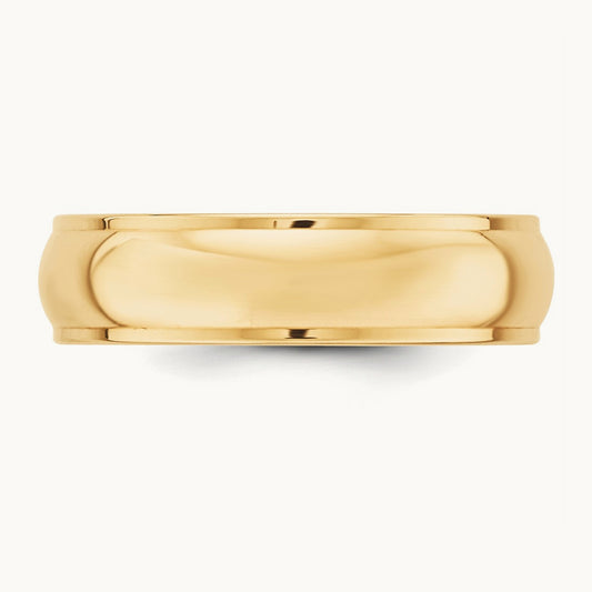 Half Round with Edge Band, 6mm, 10K Yellow Gold