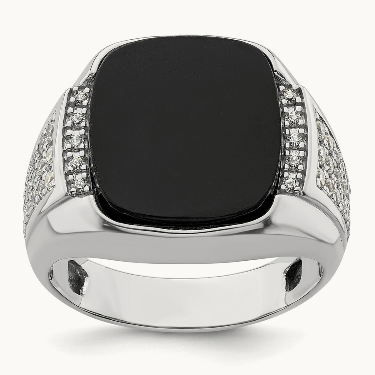 Onyx Men's Ring, 0.50 ct tw Lab-Grown Diamond