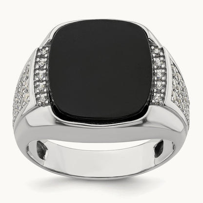 Onyx Men's Ring, 0.50 ct tw Lab-Grown Diamond