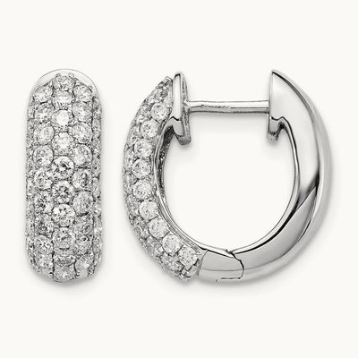 Diamond Hinged Hoop Earrings, 14K White Gold
