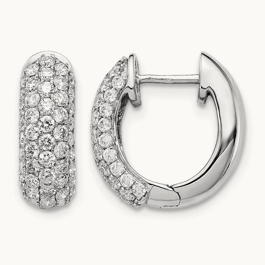 Diamond Hinged Hoop Earrings, 14K White Gold