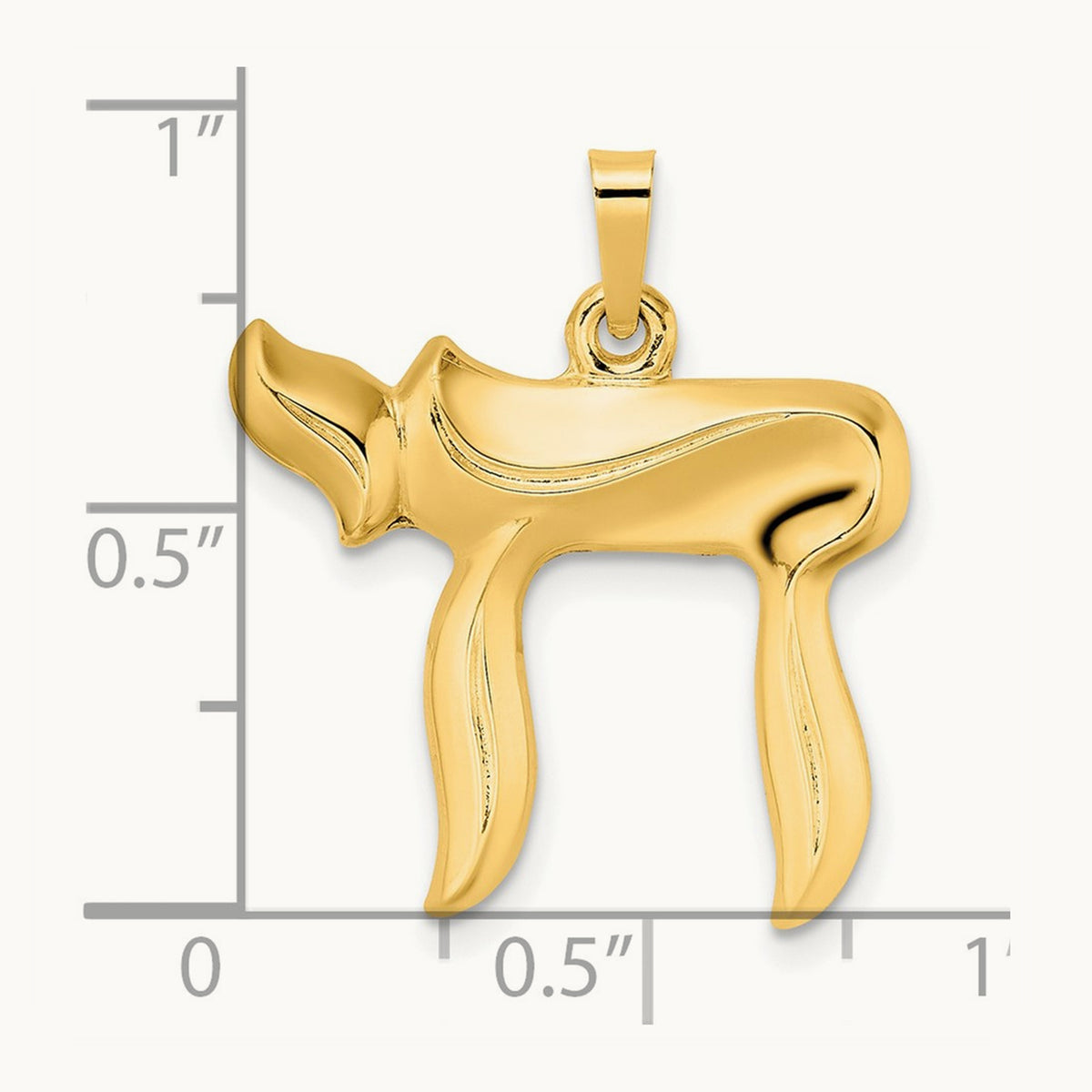 Polished Hollow Chai Symbol Pendant — 24mm