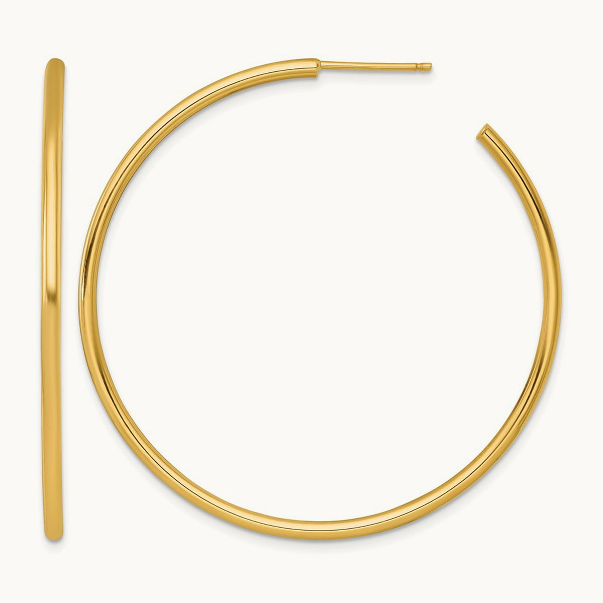 2.0 x Polished Post Hoop Earrings — 14K Yellow Gold