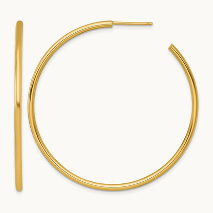 2.0 x Polished Post Hoop Earrings — 14K Yellow Gold