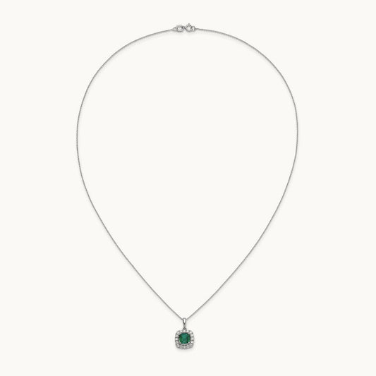 Created Emerald Necklace, 0.25 ct tw Lab-Grown Diamond