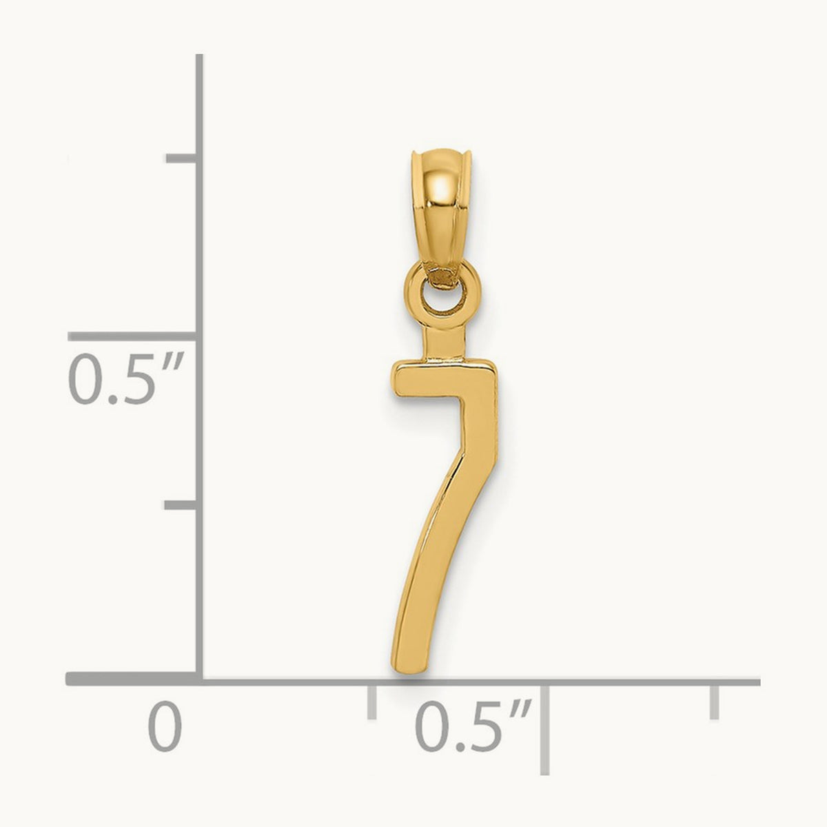 Polished Number 7 Pendant — 14K Yellow Gold, 18.93mm