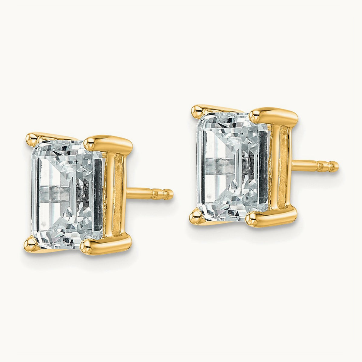 Emerald Four-Prong Stud Earrings, 0.50-6.00 ct tw Lab-Grown Diamond — 4 ct, 14K Yellow Gold