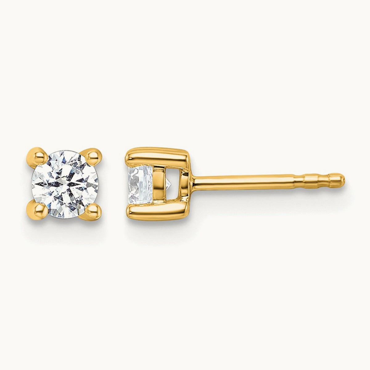 Round Heavyweight Stud Earrings, 0.10-7.00 ct tw Lab-Grown Diamond — 1/2 ct, 18K Yellow Gold