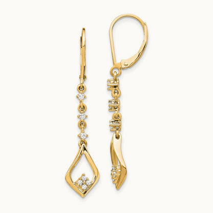 Dangle Leverback Earrings, 0.20 ct tw Lab-Grown Diamond — 14K Yellow Gold