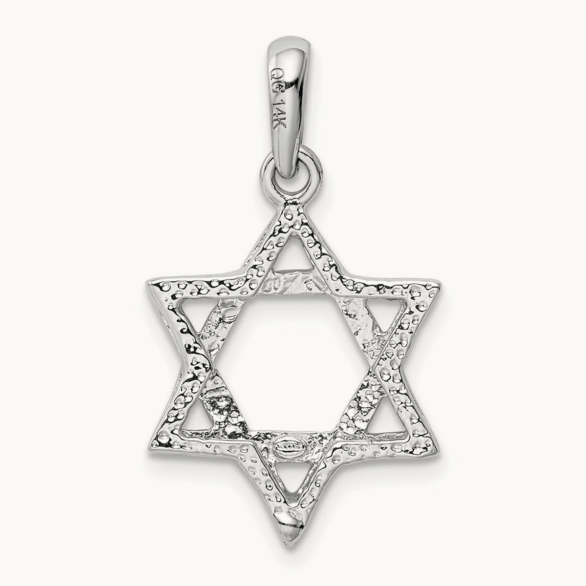 Star Of David Pendant, 14K White Gold
