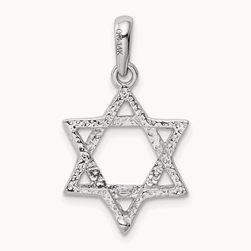 Star Of David Pendant, 14K White Gold