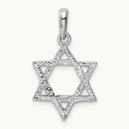 Star Of David Pendant, 14K White Gold