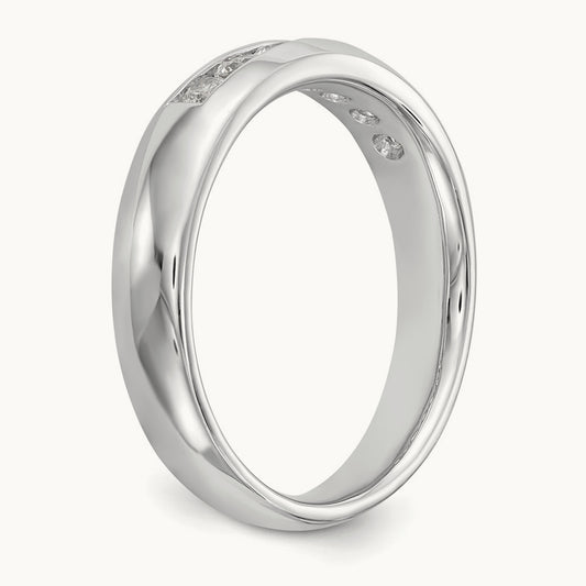 7-Stone Diamond Channel Band, 14K White Gold
