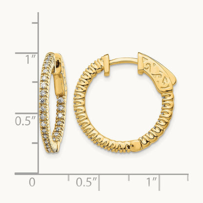 Diamond Round Hoop w/Safety Clasp Earrings, 14K