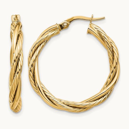 Polished Twisted Hoop Earrings, 10K — Leslie's