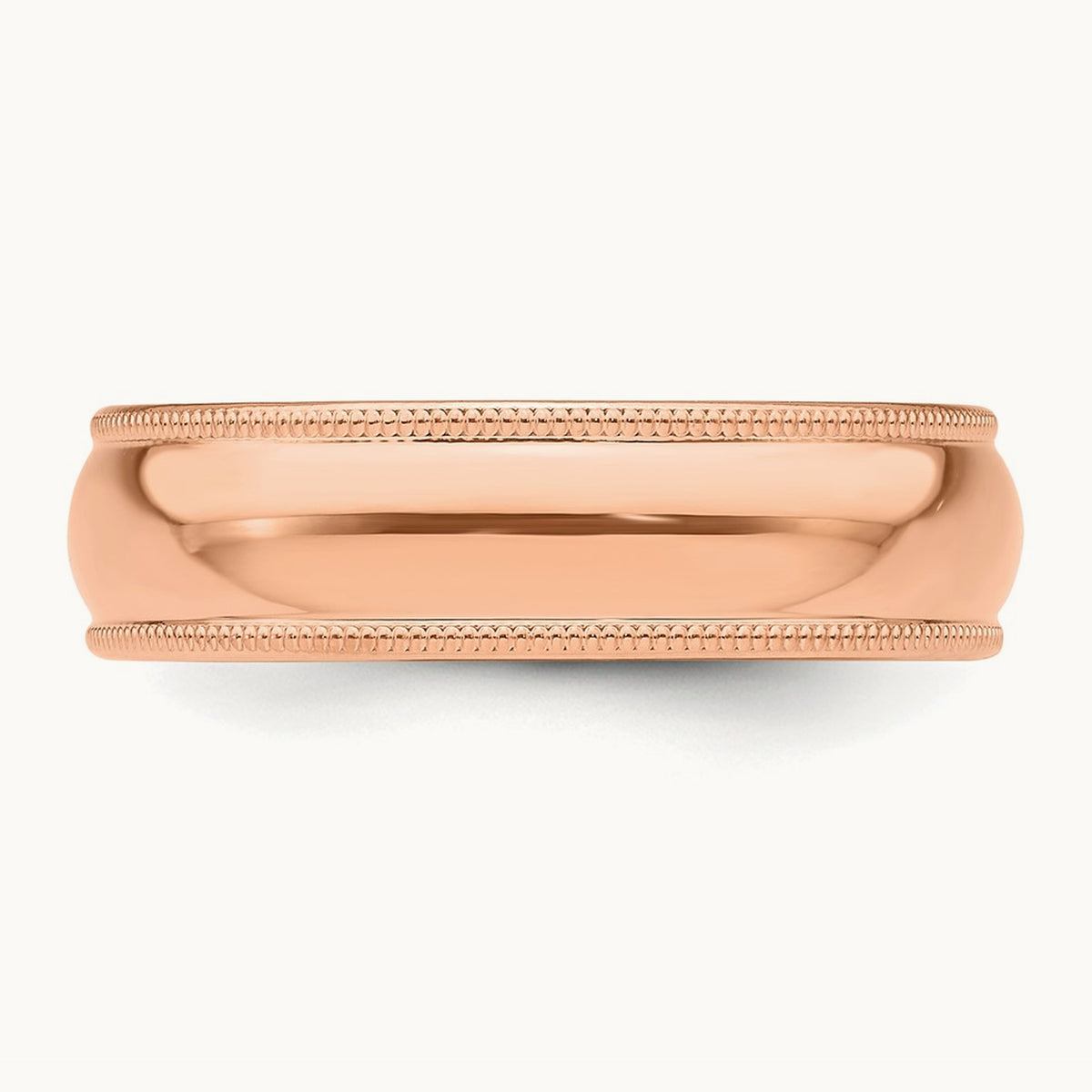 Lightweight Milgrain Half Round Band — 14K Rose Gold, 6mm
