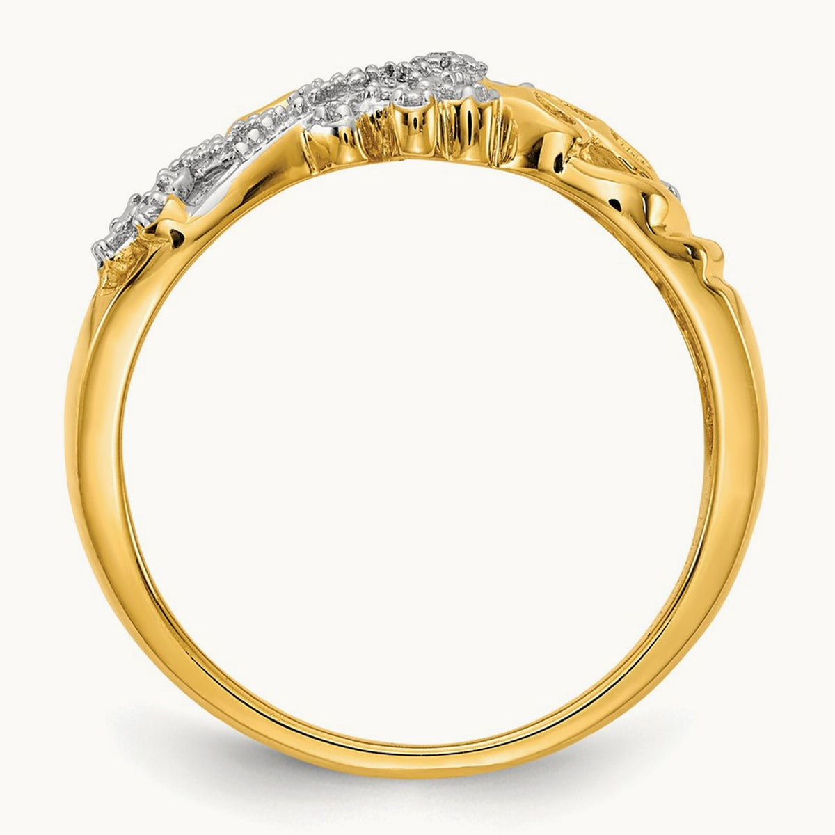 Rhodium Diamond Dragonfly Ring, 14K