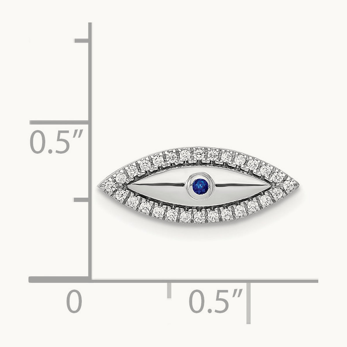 Diamond and Sapphire Evil Eye Chain Slide, 14K White Gold