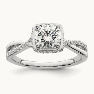 Halo Round Semi-Mount Engagement Ring, 0.25 ct tw