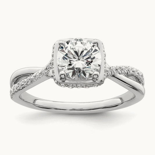 Halo Round Semi-Mount Engagement Ring, 0.25 ct tw