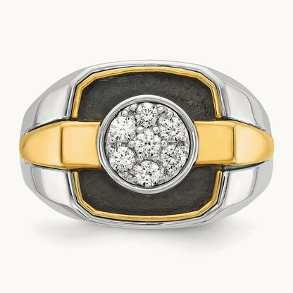14ktt w/ Black Rhod IBGoodman Men's Satin Diamond Cluster Ring