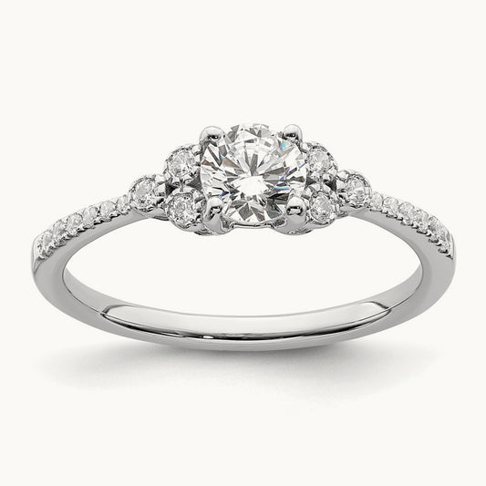 1/2ct Round Semi-Mount Engagement Dia Ring, 14K White Gold