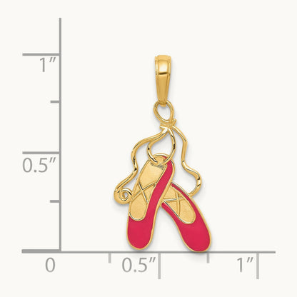 Enameled Ballet Slippers Charm, 14K