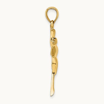 Textured Flying Duck Charm, 14K