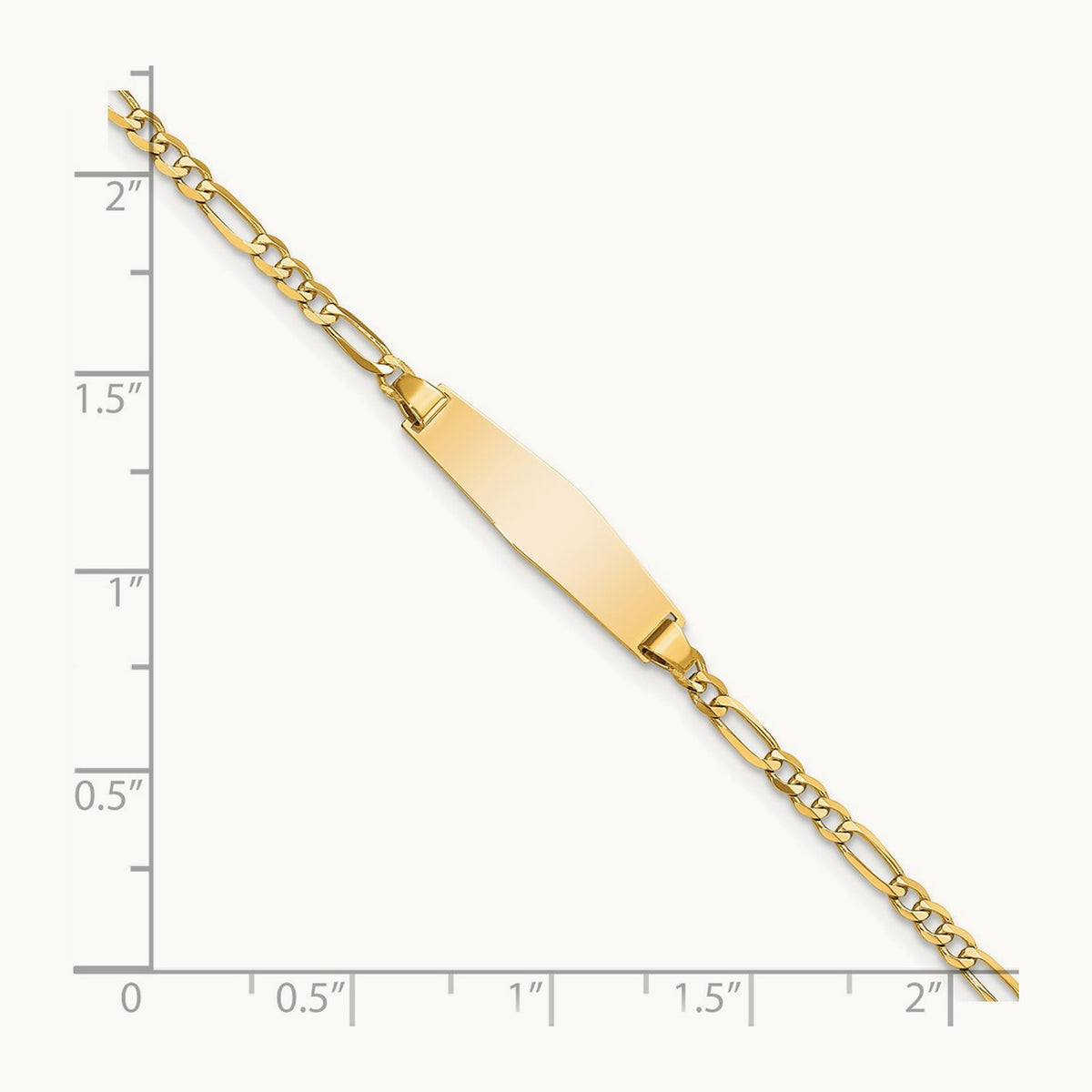 Soft Diamond Shape Figaro ID Bracelet, 14K