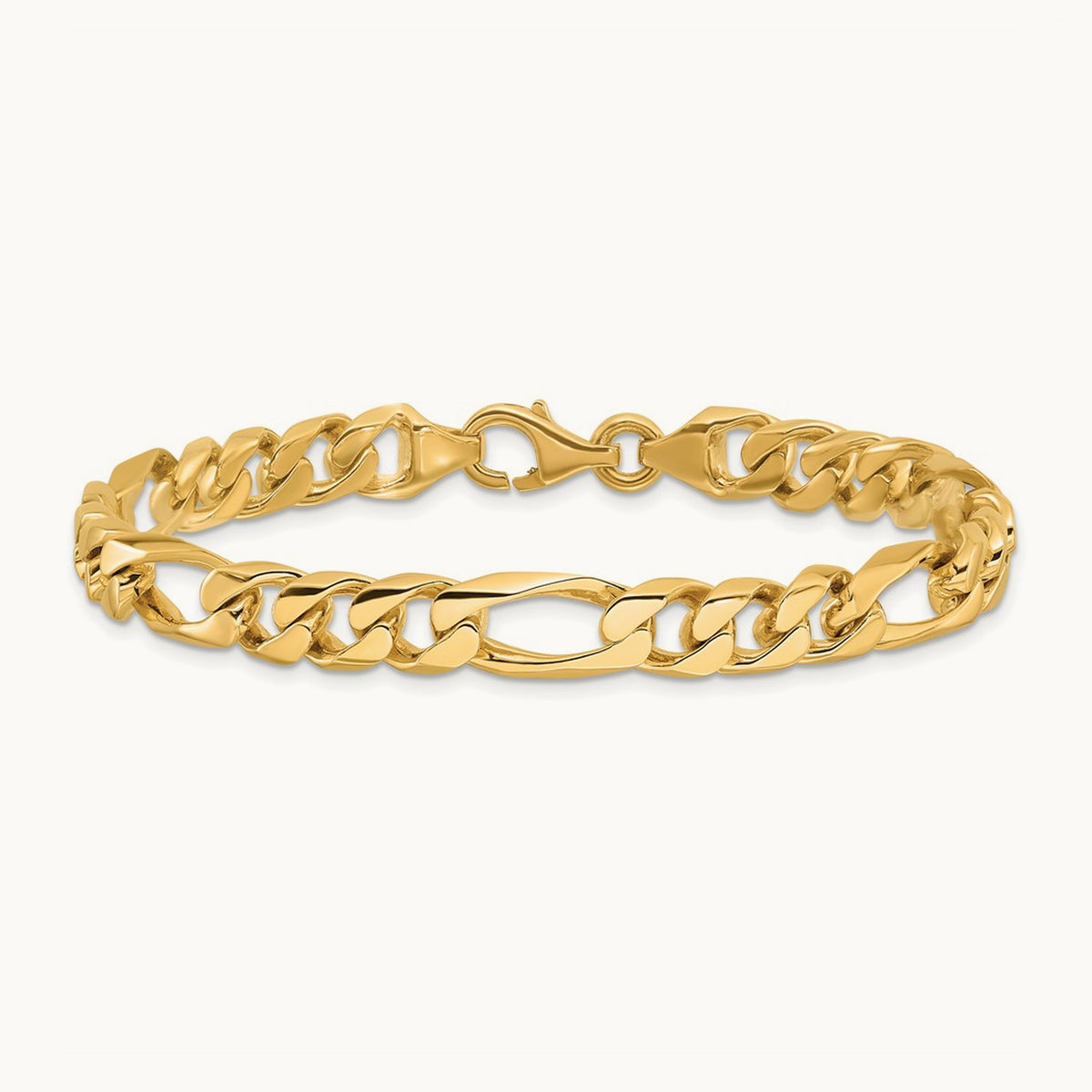 Hand-polished Figaro Link Bracelet — 8 inch