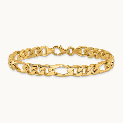 Hand-polished Figaro Link Bracelet — 8 inch