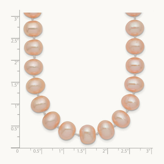 8- Pink Near Round Freshwater Cultured Pearl Necklace, 14K