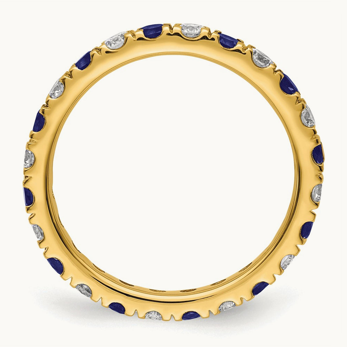 Created Sapphire Eternity Band, 0.25-0.75 ct tw Lab-Grown Diamond — 14K Yellow Gold