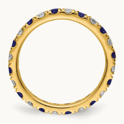 Created Sapphire Eternity Band, 0.25-0.75 ct tw Lab-Grown Diamond — 14K Yellow Gold
