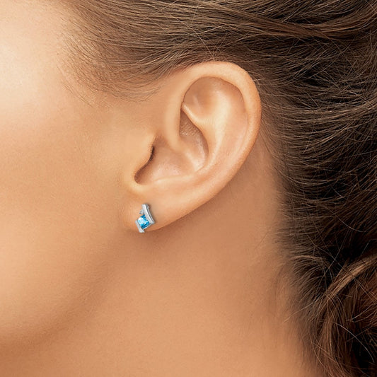 Cushion Blue Topaz and Diamond Earrings — photo set
