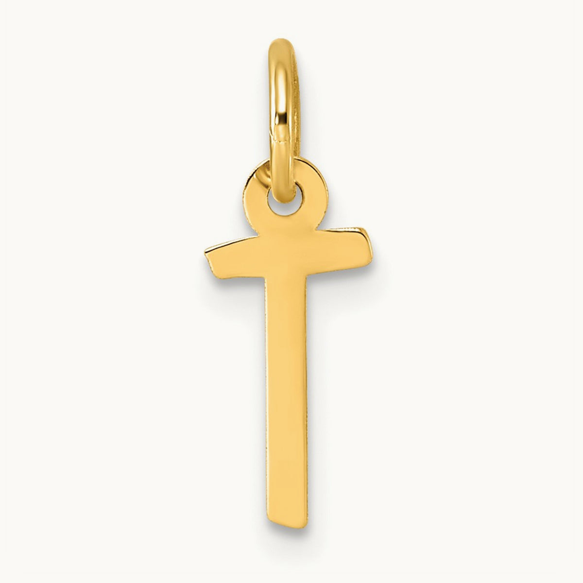 Small Slanted Block Initial Charm — 14K Yellow Gold, T