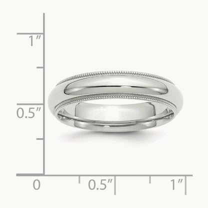 Milgrain Comfort Fit Band, 5mm, 10K White Gold