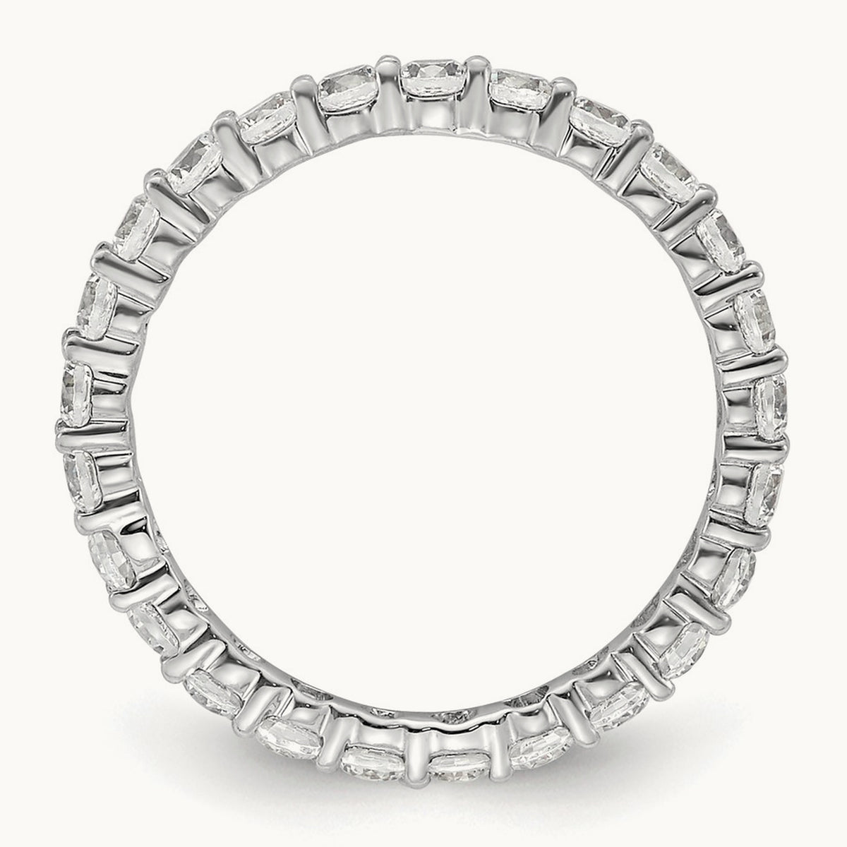 Polished Shared Prong Diamond Eternity Band — 14K White Gold