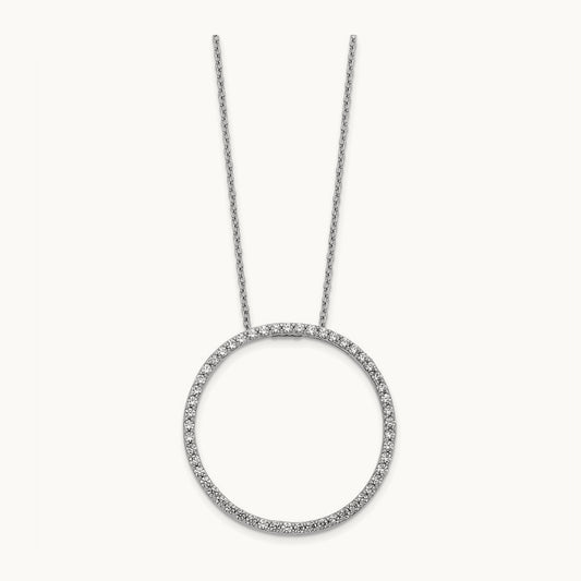 Diamond Circle 18 inch Necklace, 14K White Gold