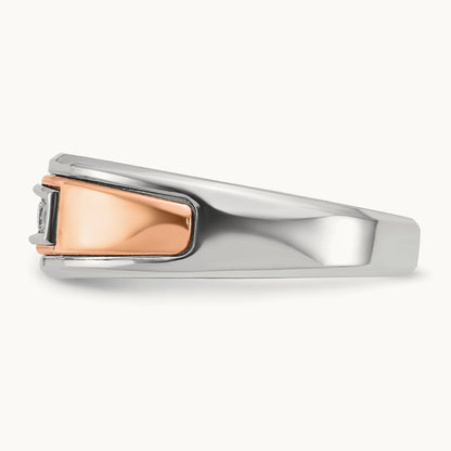 & Rose Gold IBGoodman Men's Polished 5-Stone Diamond Ring, 14K White