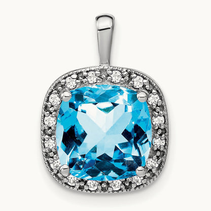 Cushion Blue Topaz and Diamond Pendant — photo set