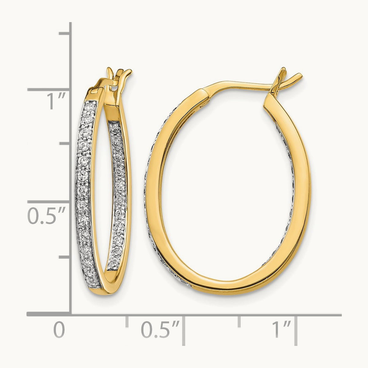Diamond In/Out Hoop Earrings — 14K Yellow Gold, 25mm
